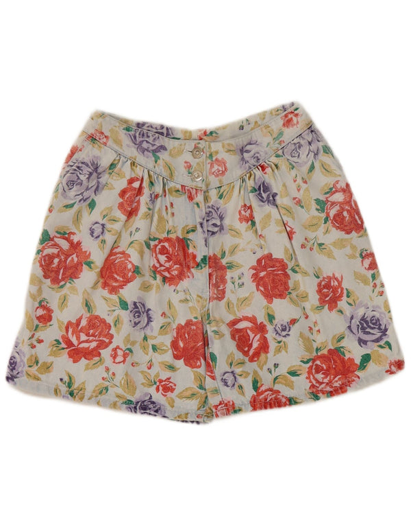 Vintage Womens Pegged Denim Shorts IT 40 Small W25 Multicoloured Floral
