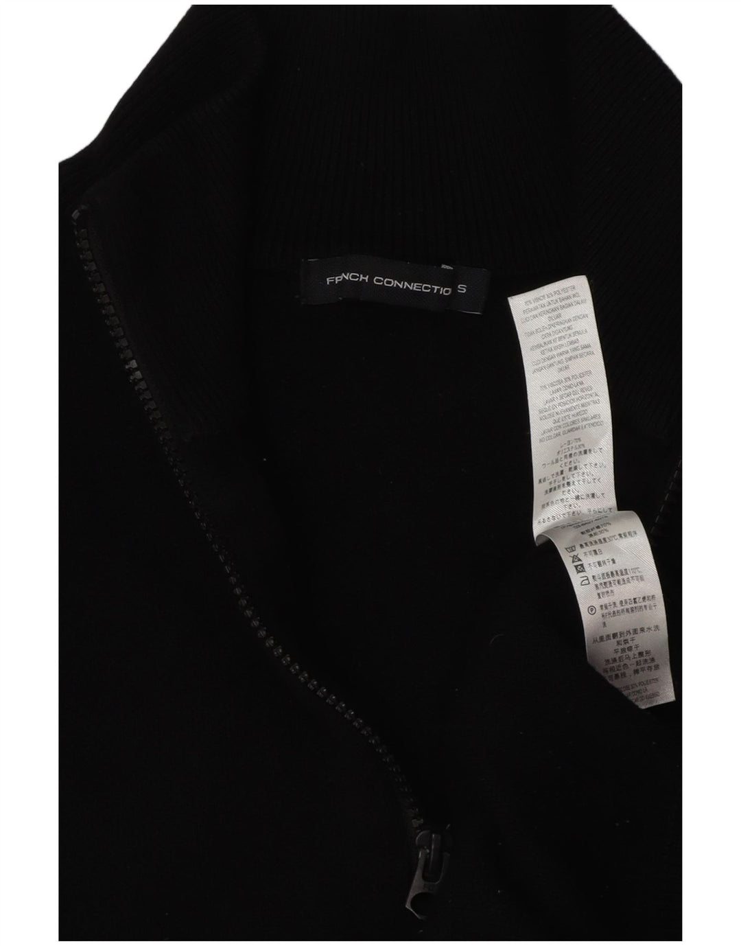 French Connection Mens Zip Neck Jumper Sweater Small Black Colourblock
