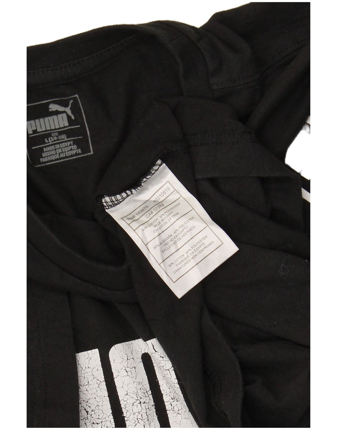 PUMA Boys Graphic T-Shirt Top 13-14 Years Large Black Cotton