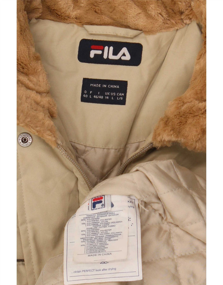 Fila Womens Padded Coat UK 14 Large Beige Polyester