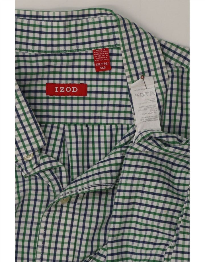IZOD Mens Shirt 2XL Green Gingham Cotton