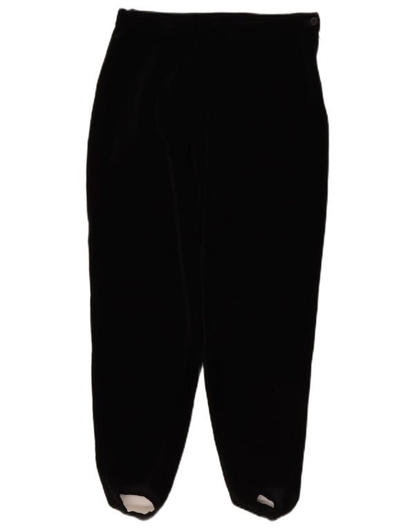 Vintage Womens Velvet Stirrup Casual Trousers Small W26 L26 Black