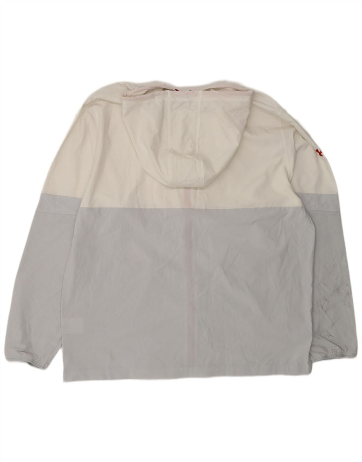 Under Armour Mens Hooded Rain Jacket UK 44 2XL White Colourblock Polyester