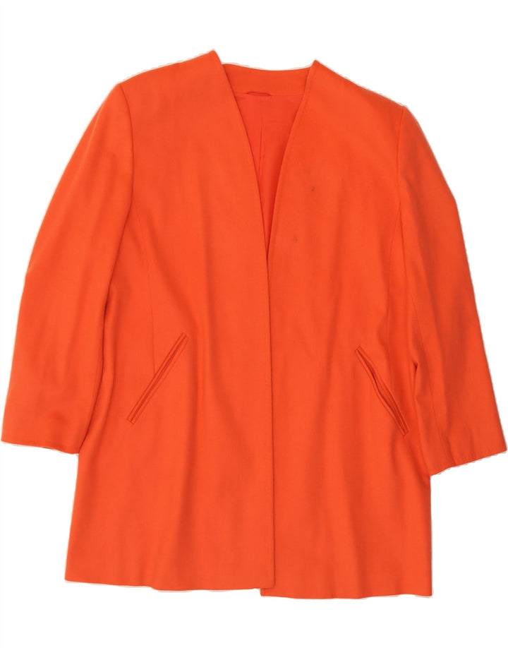 VINTAGE Womens Longline Open Blazer Jacket UK 16 Large Orange Acetate Vintage Vintage and Second-Hand Vintage from Messina Hembry 