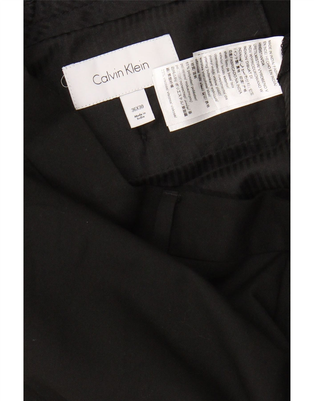 CALVIN KLEIN Mens Slim Chino Trousers W36 L30 Black Polyester