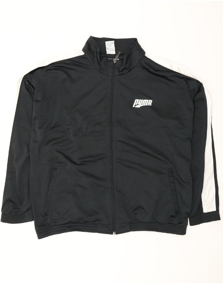 PUMA Mens Graphic Tracksuit Top Jacket 2XL Black Colourblock Polyester