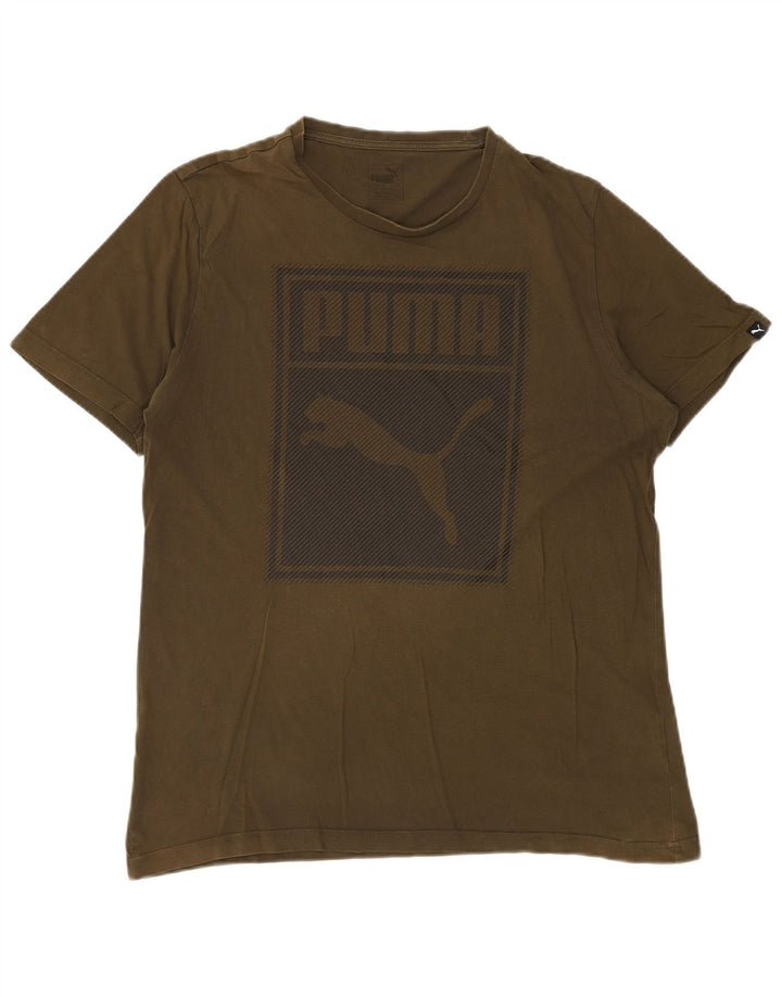 PUMA Mens Graphic T-Shirt Top Large Khaki Cotton