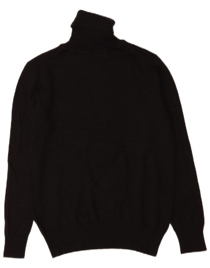Zara Mens Roll Neck Jumper Sweater Medium Black Acrylic