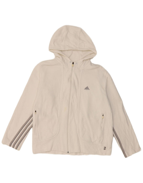 Adidas Womens Zip Hoodie Sweater UK 14 Large White Cotton