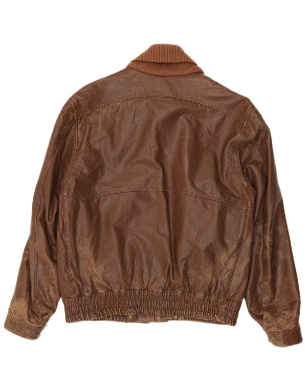 Vintage Mens Leather Jacket IT 48 Medium Brown Leather