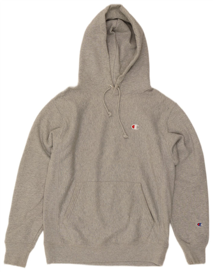 Champion Mens Reverse Weave Hoodie Jumper Medium Grey Flecked Cotton