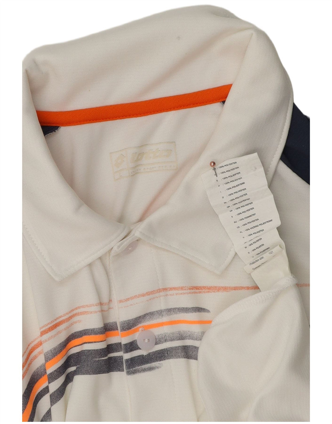 Lotto Mens Graphic Polo Shirt Large White Colourblock Polyester