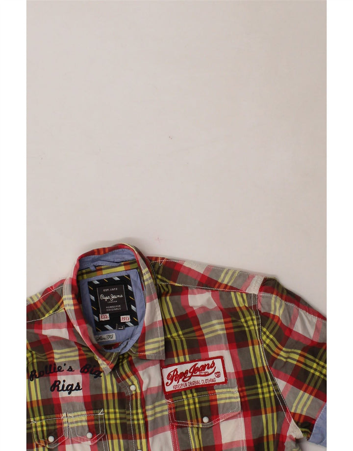PEPE JEANS Mens Graphic Short Sleeve Shirt Large Multicoloured Check Vintage PEPE Jeans and Second-Hand PEPE Jeans from Messina Hembry 