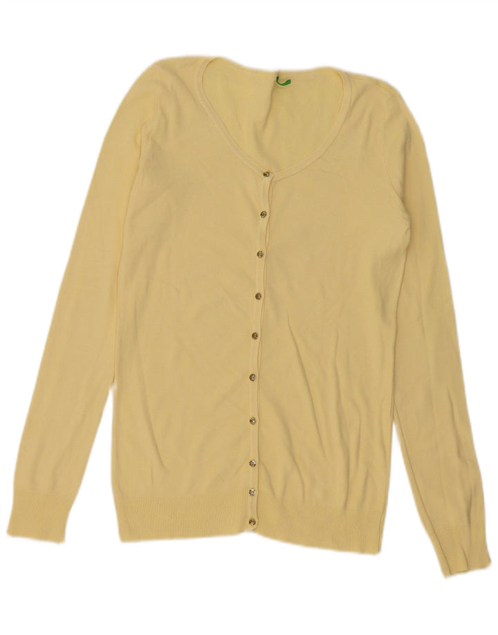 Benetton Womens Cardigan Sweater UK 10 Small Yellow