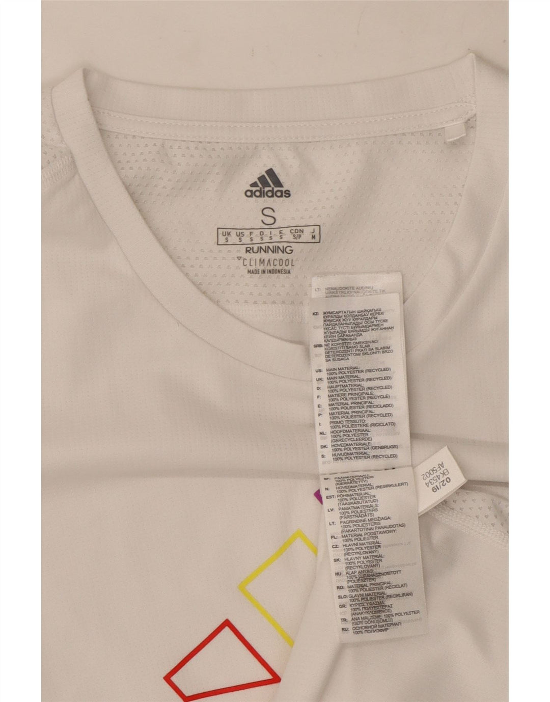 Adidas Mens Running Graphic T-Shirt Top Medium White Polyester