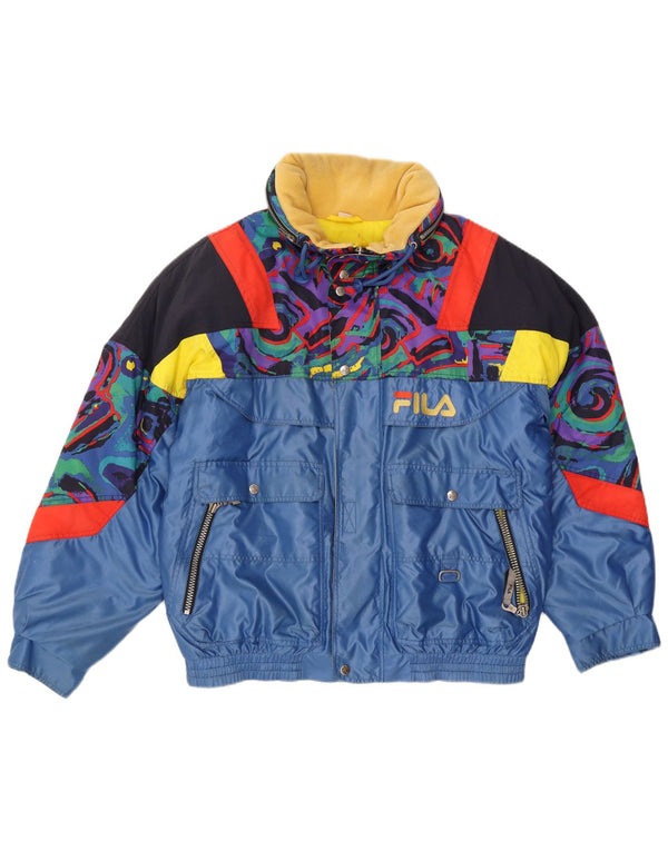 Fila Mens Italia Hooded Ski Jacket IT 52 XL Blue Colourblock Polyamide