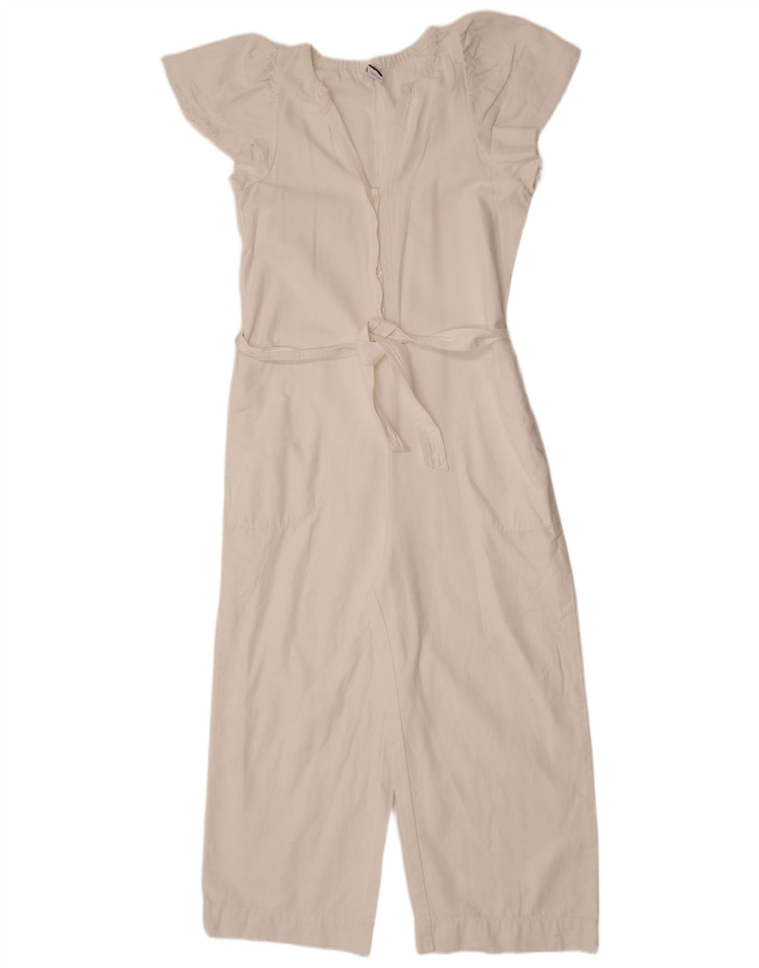 Zara Womens Jumpsuit UK 12 Medium  White Cotton