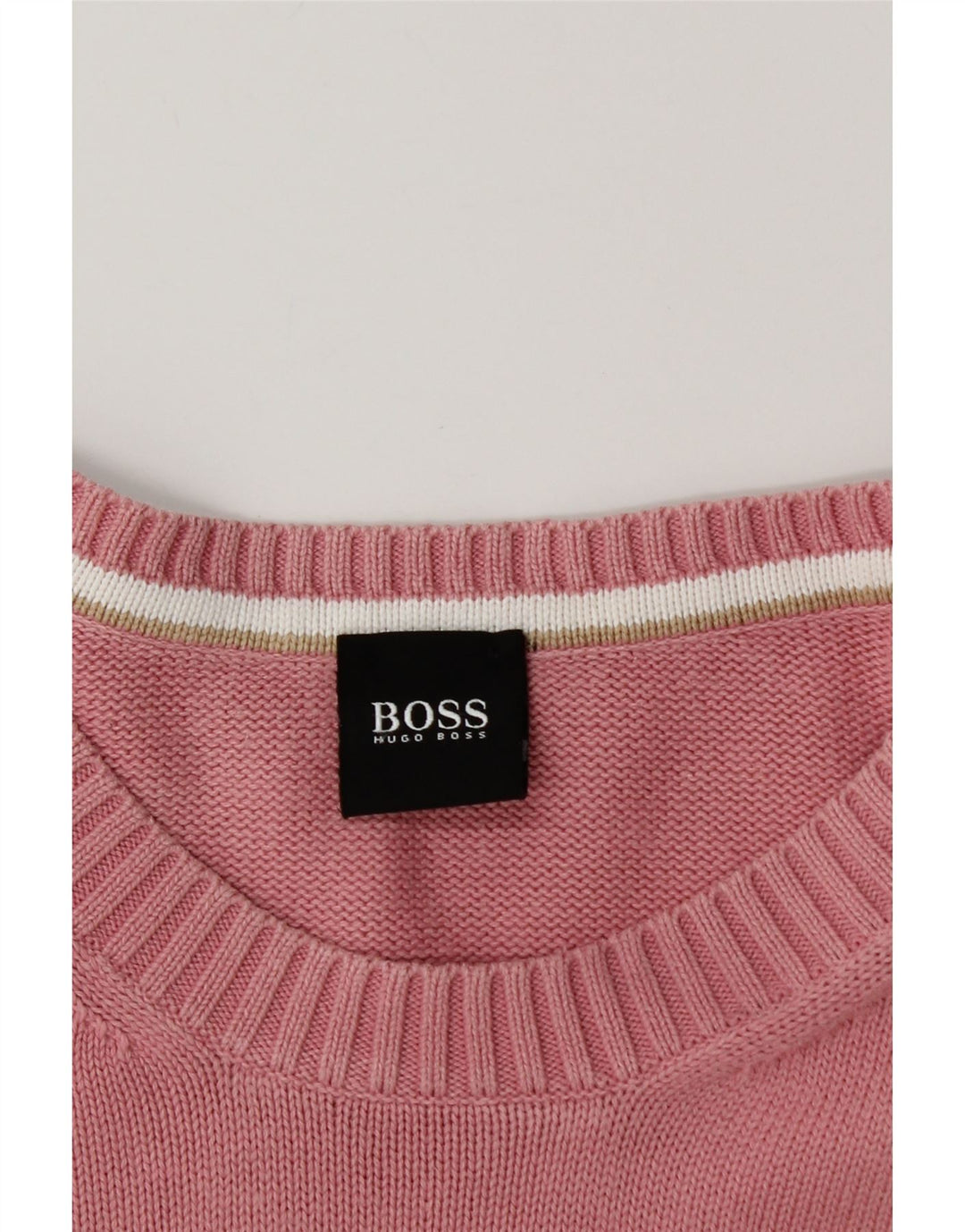 HUGO BOSS Mens Crew Neck Jumper Sweater Large Pink Cotton