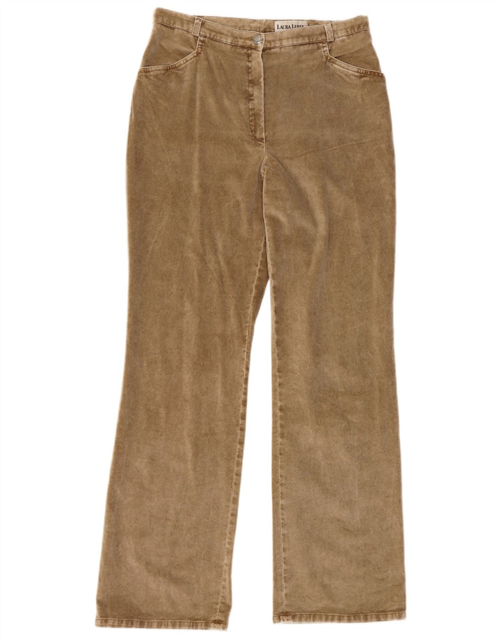 LAURA LEBEK Womens Bootcut Casual Trousers UK 16 Large W32 L32 Brown