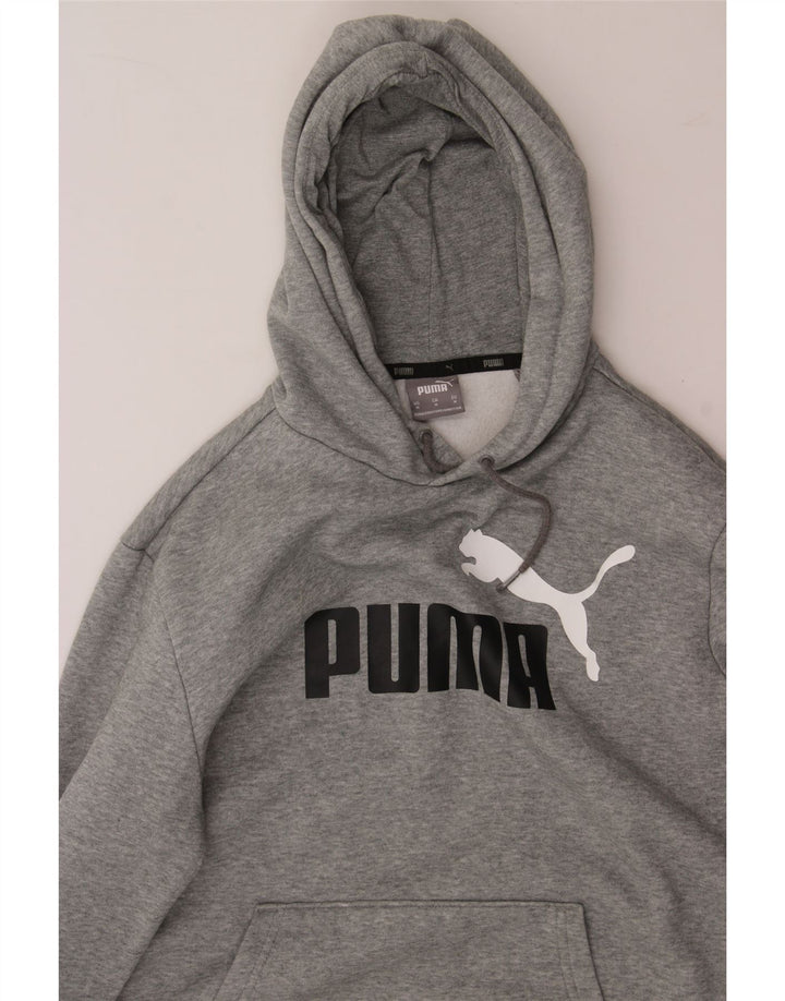 PUMA Mens Graphic Hoodie Jumper Medium Grey Cotton Vintage Puma and Second-Hand Puma from Messina Hembry 