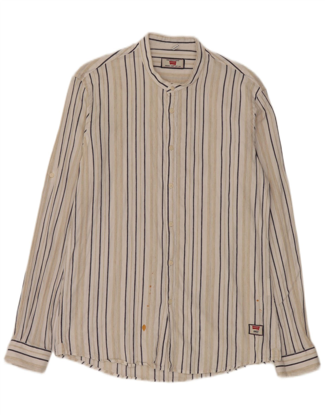 Carrera Mens Regular Fit Shirt Large White Striped Linen
