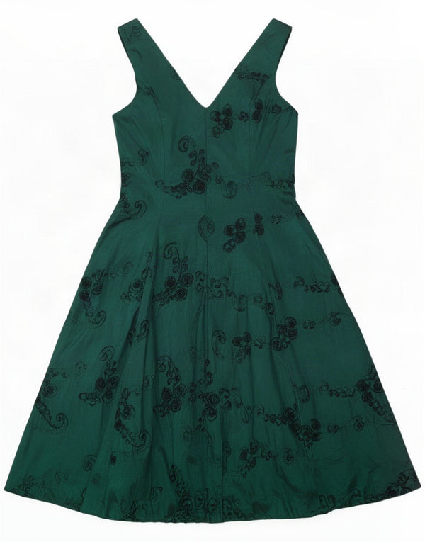 Phase Eight Womens Sleeveless A-Line Dress UK 14 Medium Green Floral Nylon