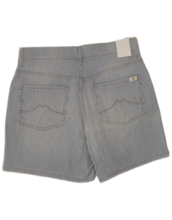 Mustang Womens Casual Shorts W27 Small Blue Pinstripe Cotton