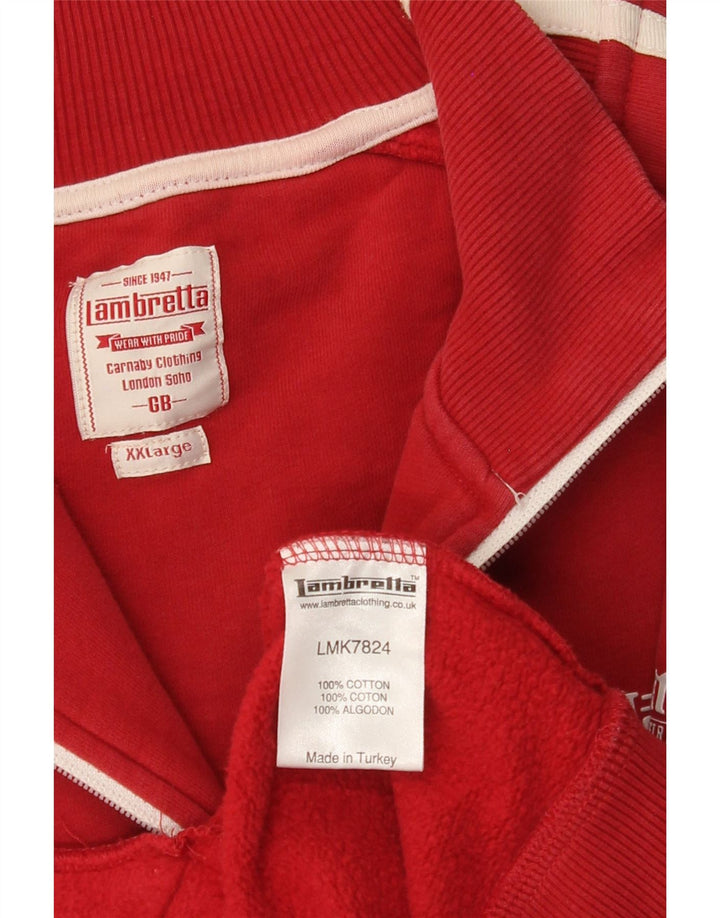 LAMBRETTA Mens Tracksuit Top Jacket 2XL Red Cotton