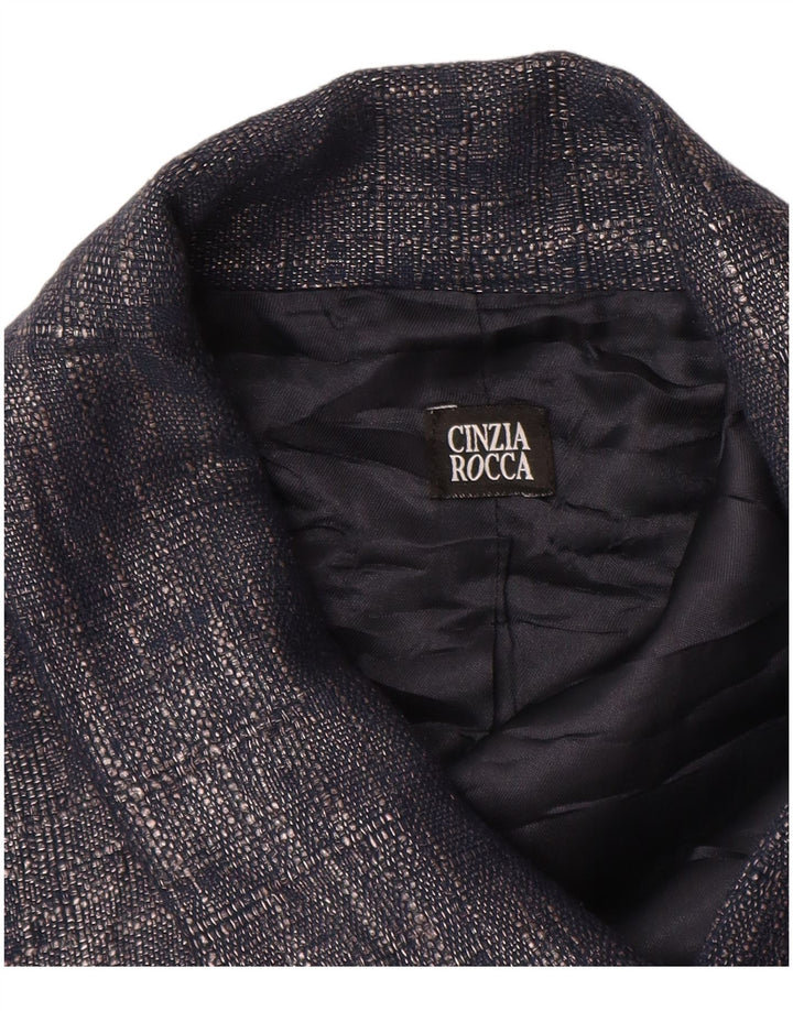 CINZIA ROCCA Womens 1 Button 2 Piece Set UK 10 Small  Navy Blue Cotton