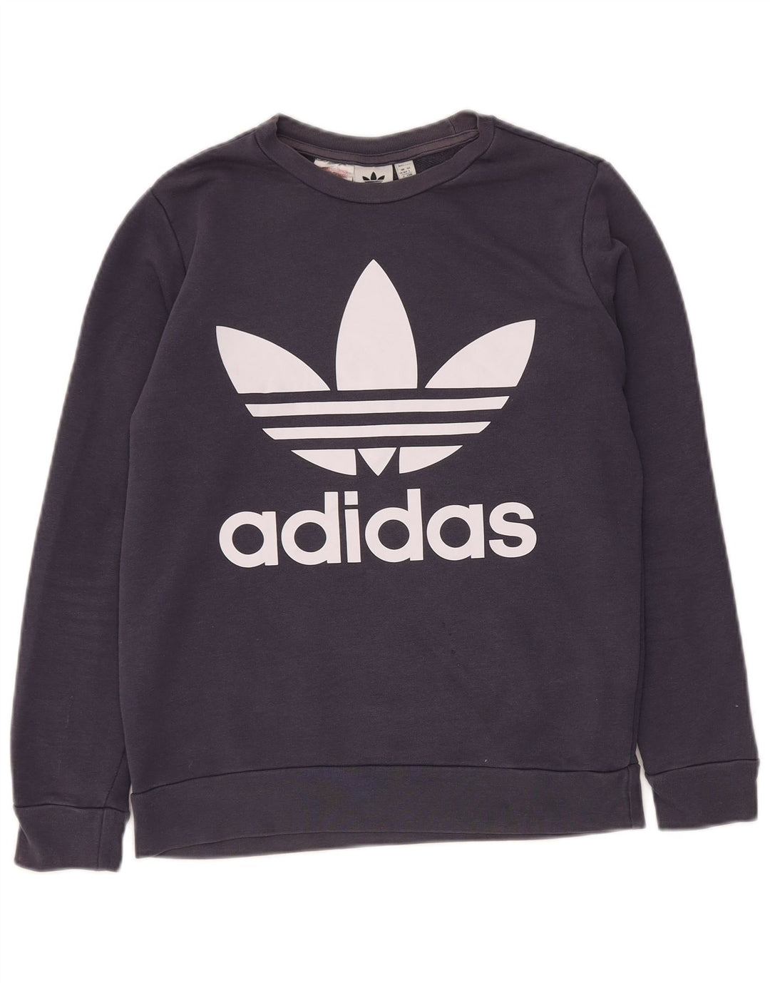 ADIDAS Boys Graphic Sweatshirt Jumper 13-14 Years Navy Blue Cotton