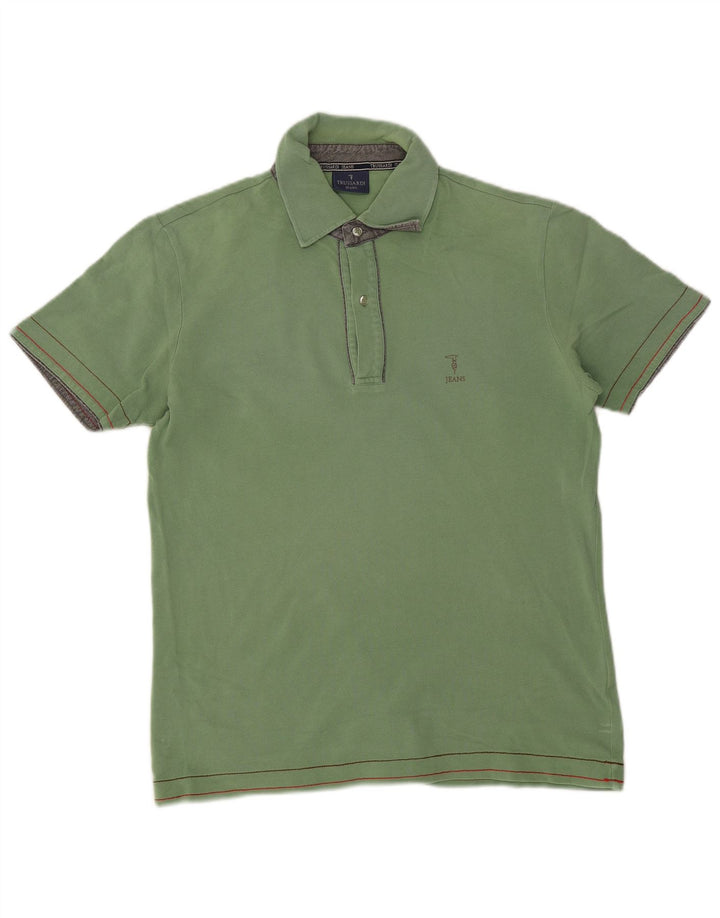 Trussardi Jeans Mens Polo Shirt Medium Green Cotton