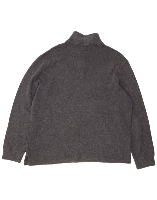 Polo Ralph Lauren Mens Zip Neck Jumper Sweater Large Grey Cotton