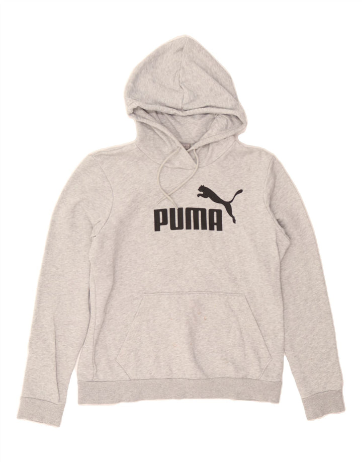 PUMA Womens Graphic Hoodie Jumper UK 14 Medium Grey Polyester Vintage Puma and Second-Hand Puma from Messina Hembry 