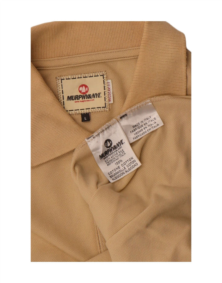 Murphy & Nye Mens Regular Fit Polo Shirt Large Beige Cotton