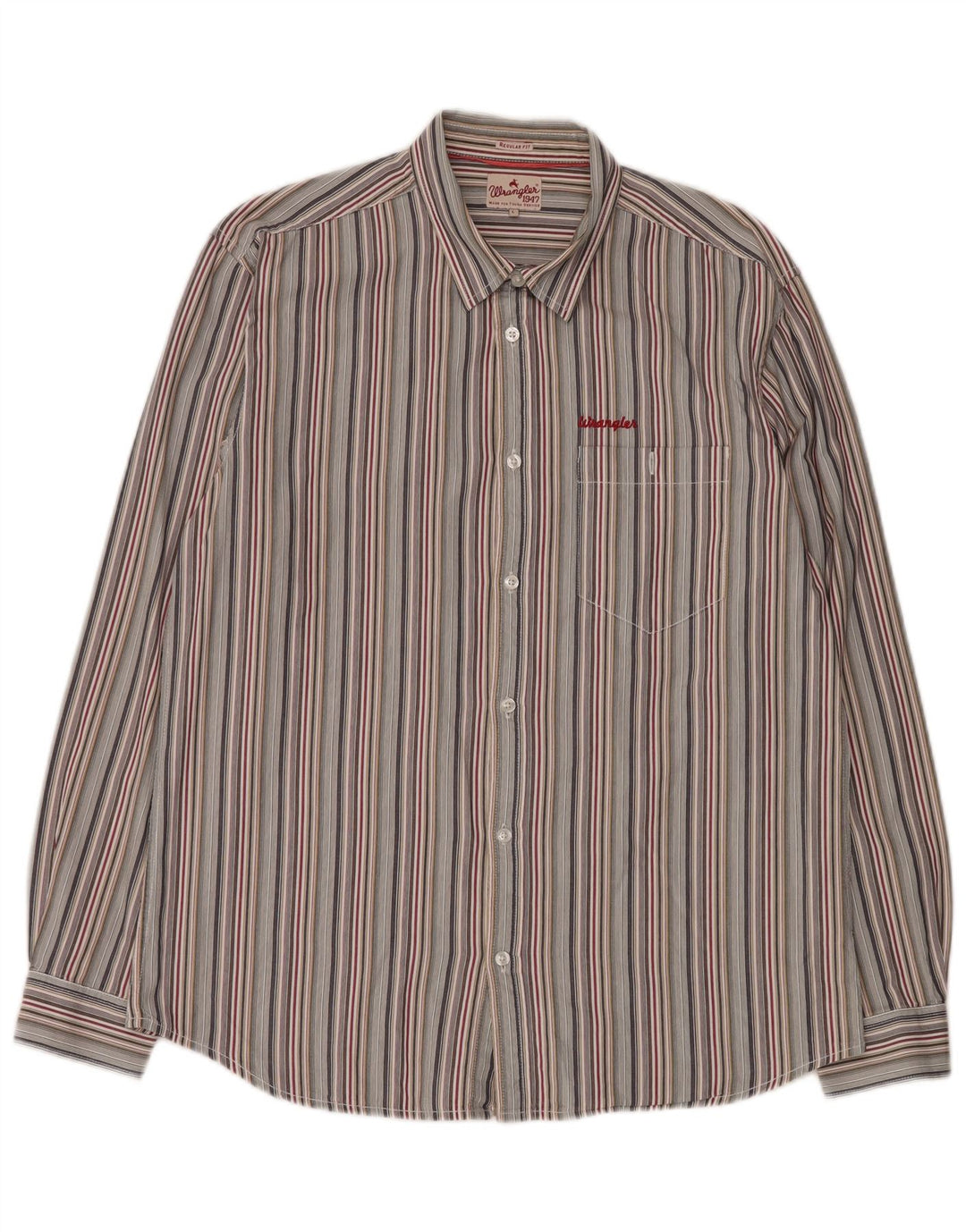 Wrangler Mens Shirt Large Multicoloured Striped Cotton