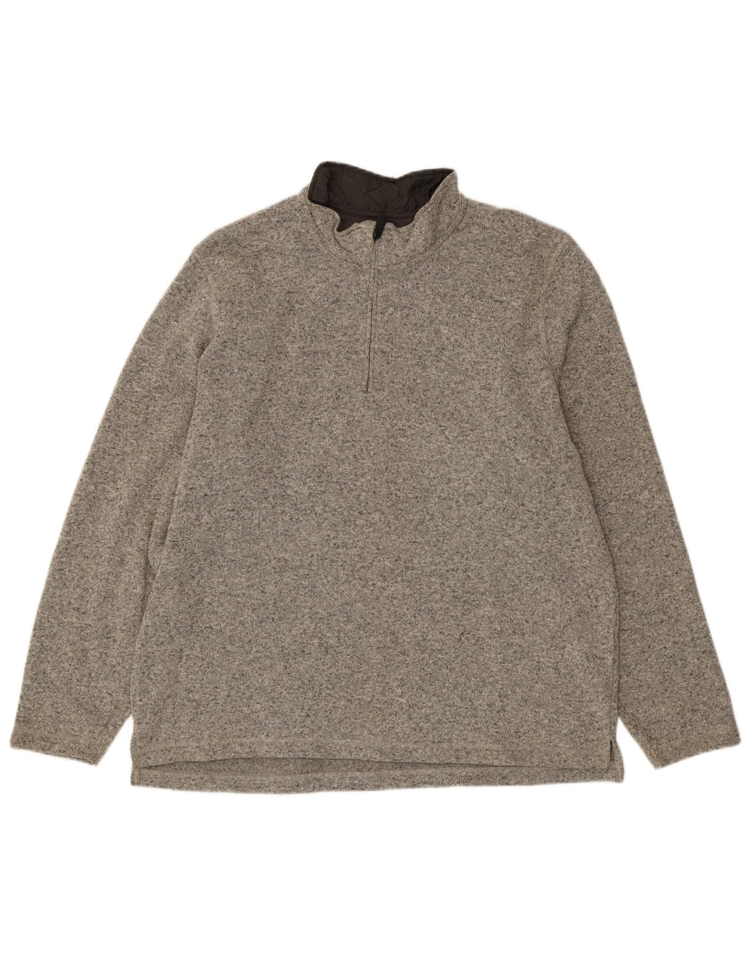 WRANGLER Mens Zip Neck Sweatshirt Jumper XL Grey Flecked Polyester