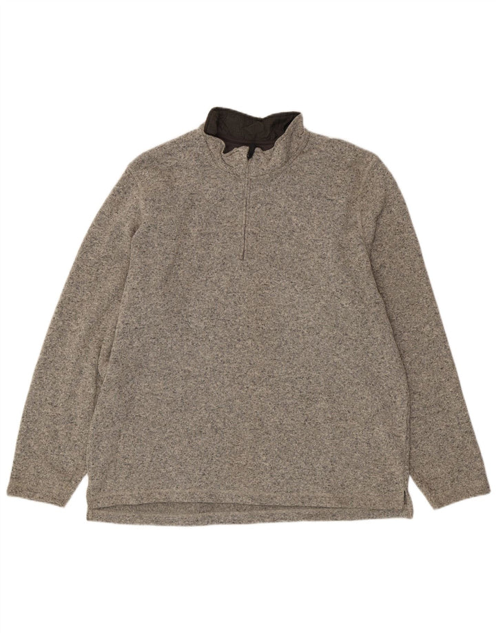 WRANGLER Mens Zip Neck Sweatshirt Jumper XL Grey Flecked Polyester