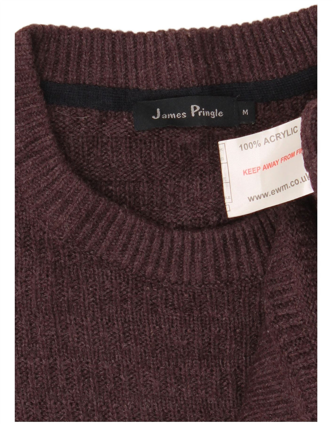JAMES PRINGLE Mens Crew Neck Jumper Sweater Medium Burgundy Acrylic