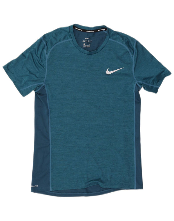Nike Mens Dri Fit T-Shirt Top Small Blue Colourblock Polyester