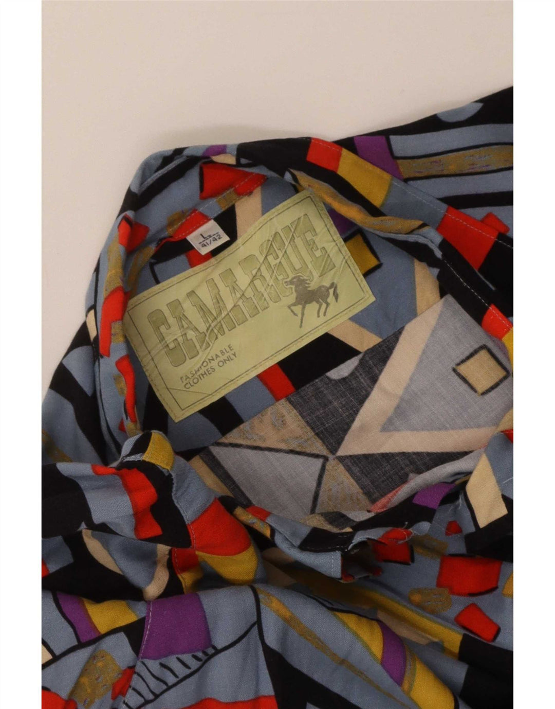 Camargue Mens Shirt Size 41/42 Large Multicoloured Geometric