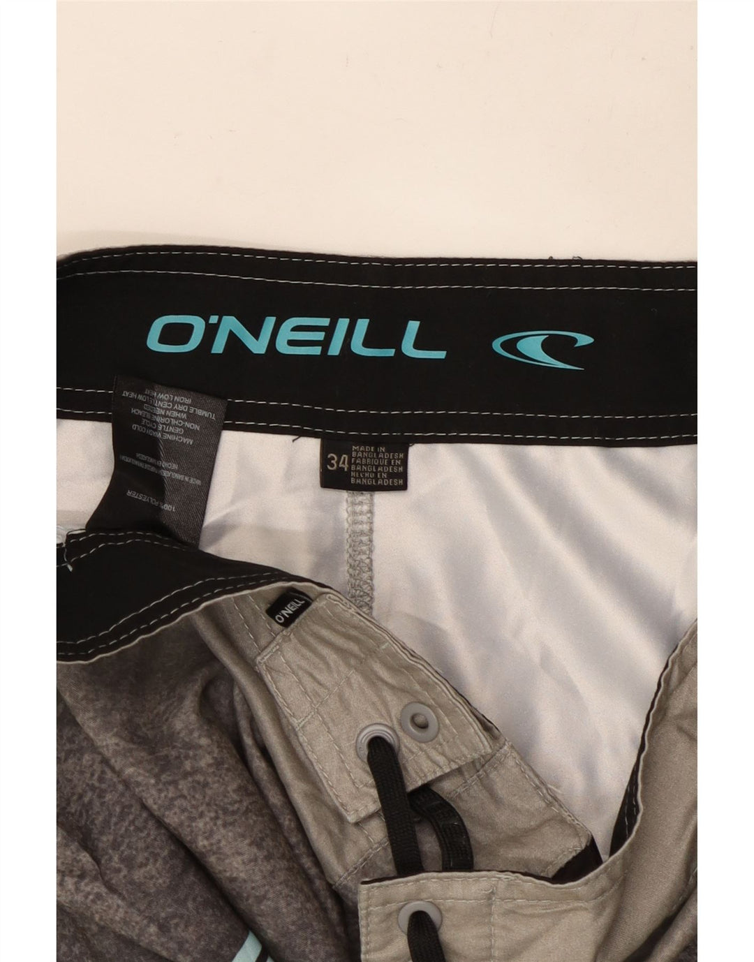 O'Neill Mens Swimming Shorts Large Grey Striped Polyester Beach