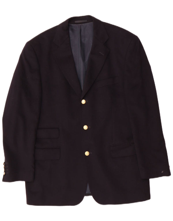 Daniels & Korff Mens 3 Button Blazer Jacket IT 50 Large Navy Blue Cashmere