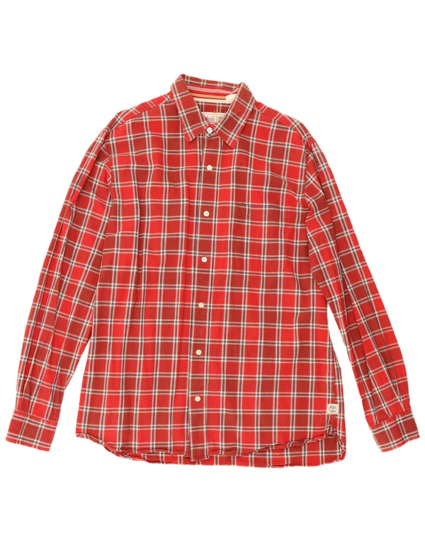 Timberland Mens Shirt Large Red Check Cotton