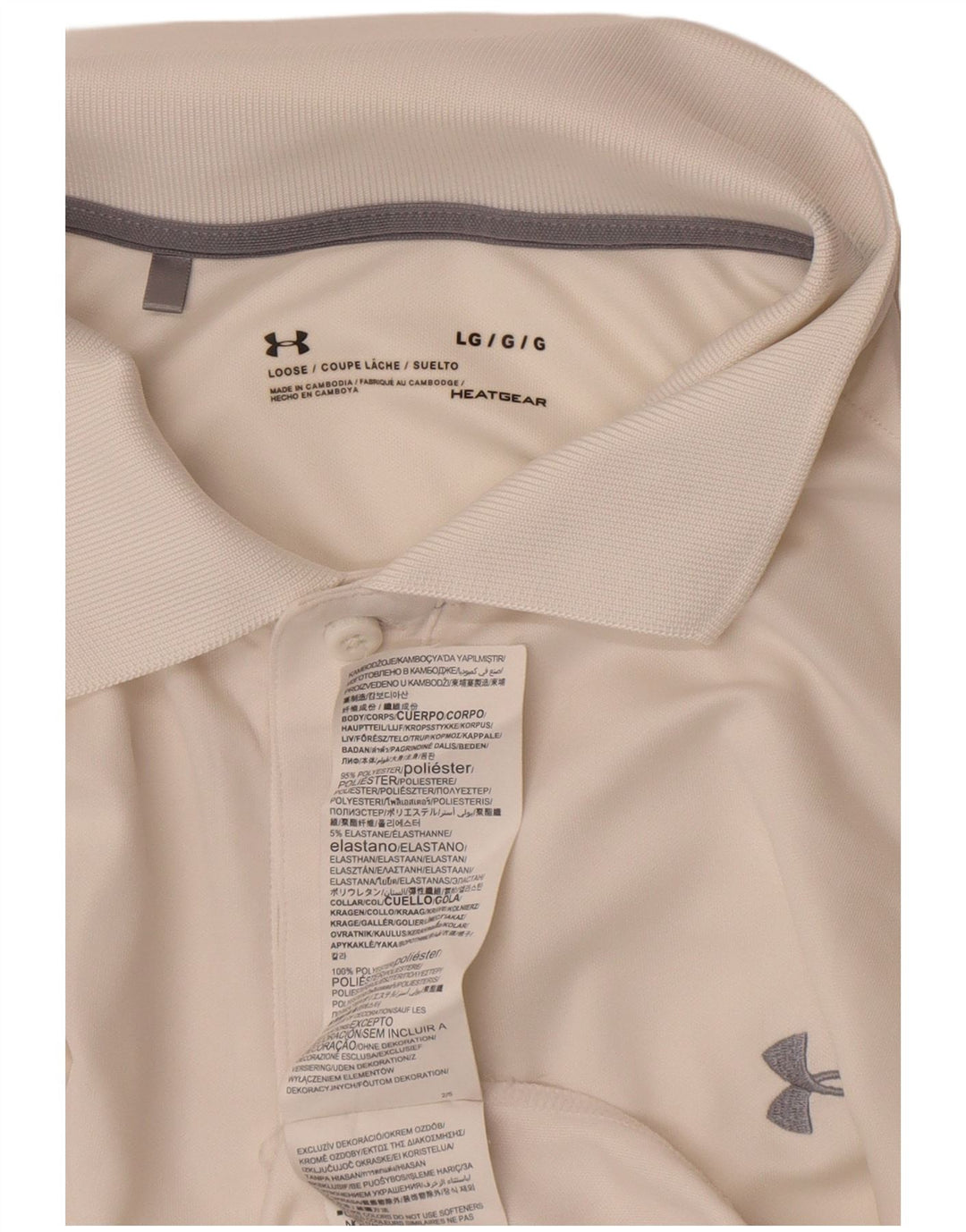 Under Armour Mens Heat Gear Polo Shirt Large White Polyester