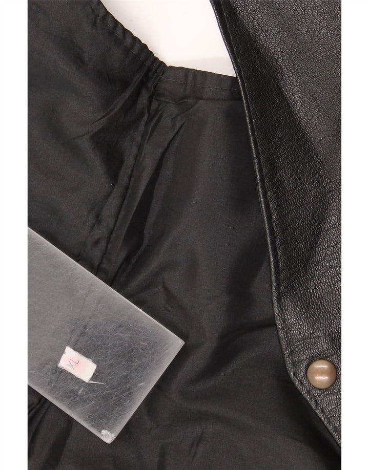 Vintage Mens Leather Waistcoat XL Black