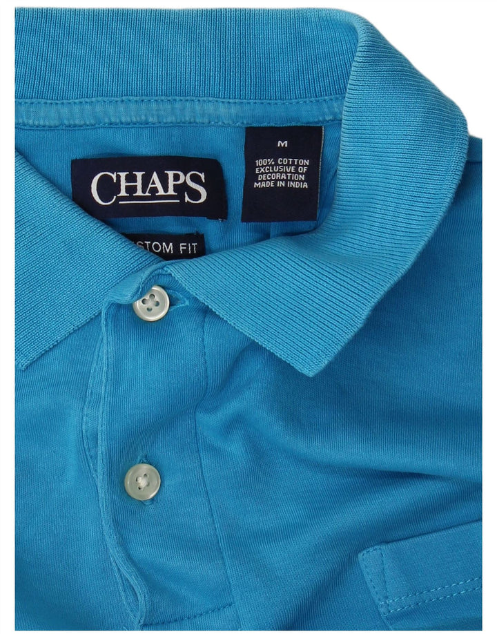 CHAPS Mens Custom Fit Polo Shirt Medium Blue Cotton