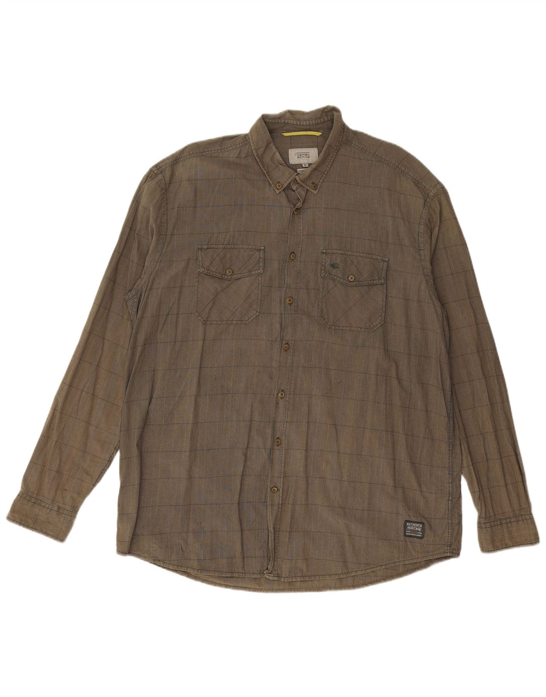 CAMEL ACTIVE Mens Regular Fit Shirt XL Khaki Check Cotton