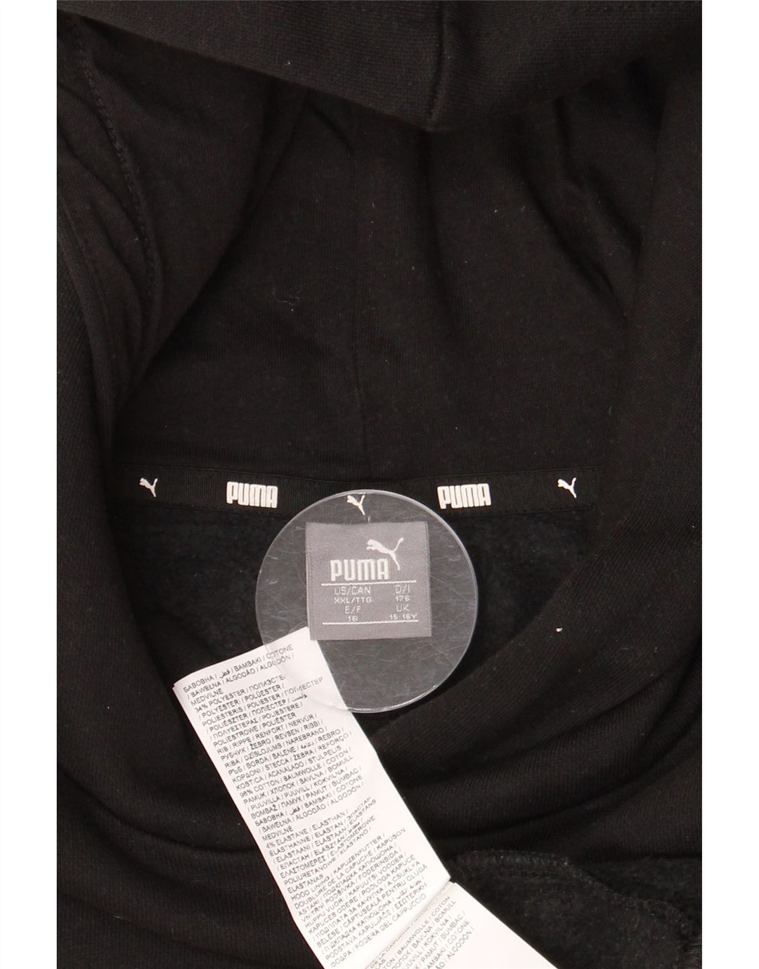 PUMA Girls Oversized Crop Graphic Hoodie Jumper 15-16 Years Black Cotton