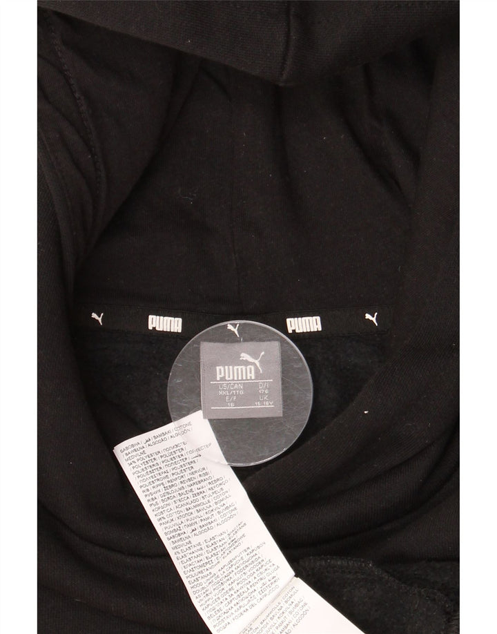 PUMA Girls Oversized Crop Graphic Hoodie Jumper 15-16 Years Black Cotton