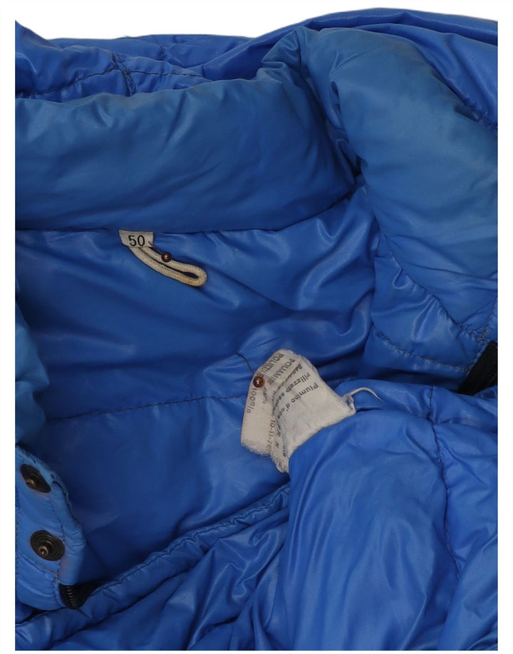 Vintage Mens Hooded Padded Jacket IT 50 Large Blue Colourblock Polyamide
